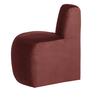 WOOOD Mojo Base eetbank hoek rond rugleuning velvet Kastanjebruin