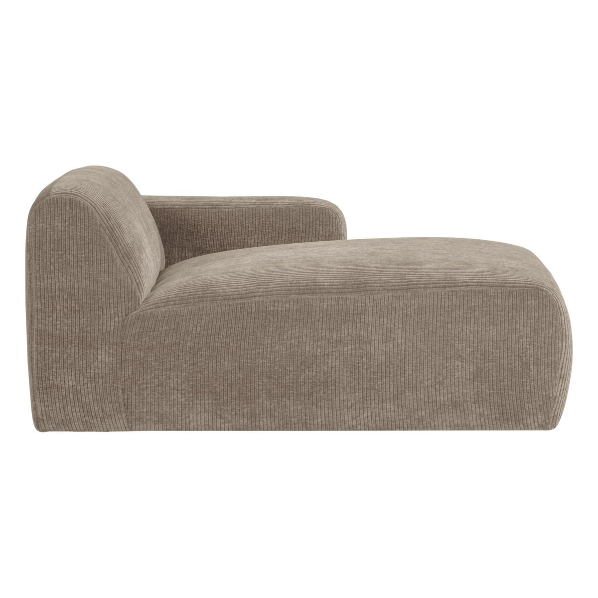 WOOOD Mojo Base chaise longue bank arm rechts rib Donkerzand
