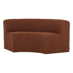 WOOOD Mojo Base eetbank halfronde hoek rugleuning bouclé Roestbruin