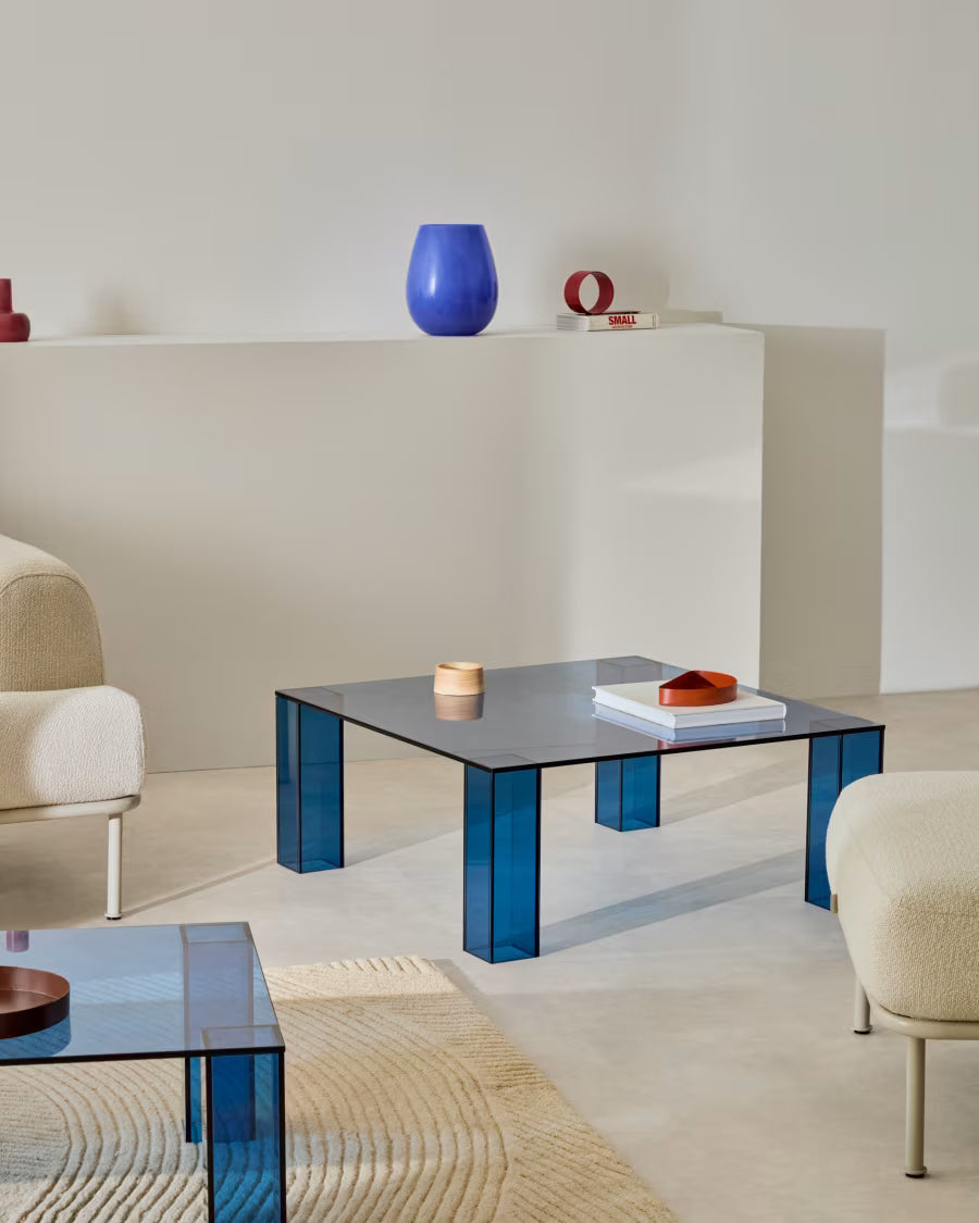Kave Home Adularia bijzettafel 85x85 cm Blauw