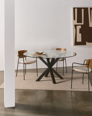 Kave Home Argo eettafel rond Ø119 Clear/Black