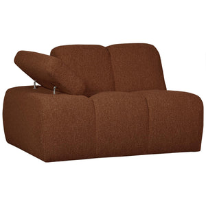 WOOOD Mojo 1-zits bank arm links bouclé Roestbruin
