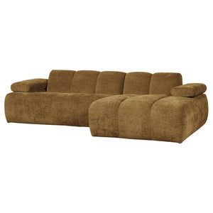 WOOOD Mojo chaise longue bank rechts ribstof Honinggeel