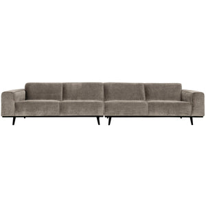 WOOOD Statement XL 4-zits bank 372 cm Ribstof Kleigrijs