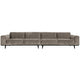 WOOOD Statement XL 4-zits bank 372 cm Ribstof Kleigrijs