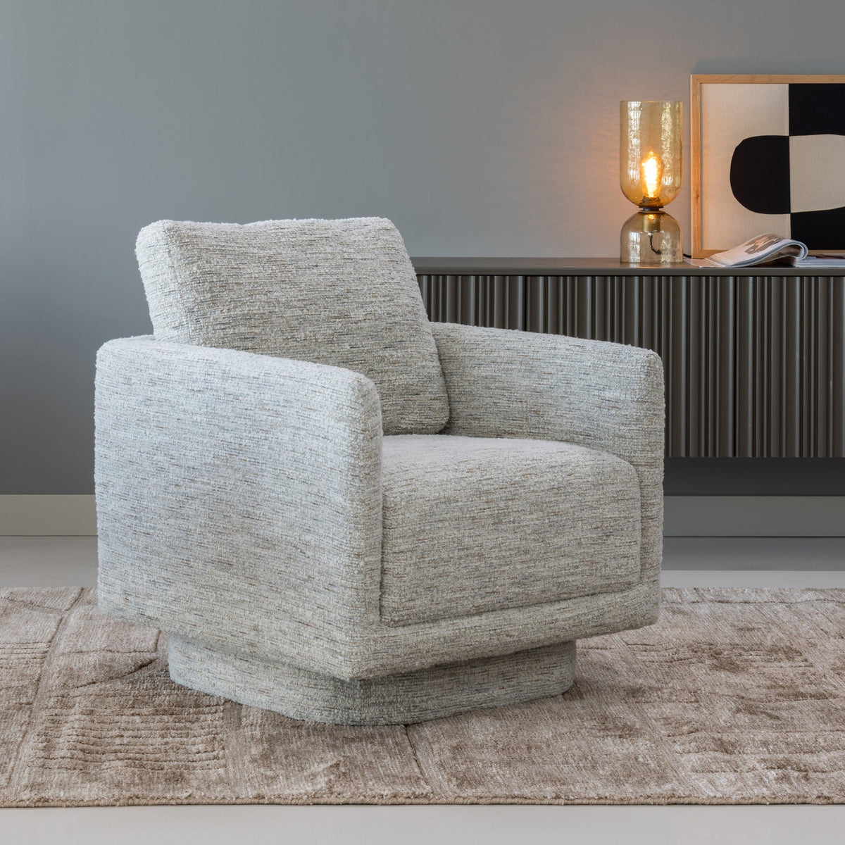 WOOOD Oska fauteuil draaibaar Naturel Melange