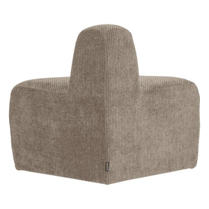 WOOOD Mojo Base eetbank hoek rond rugleuning rib Donkerzand