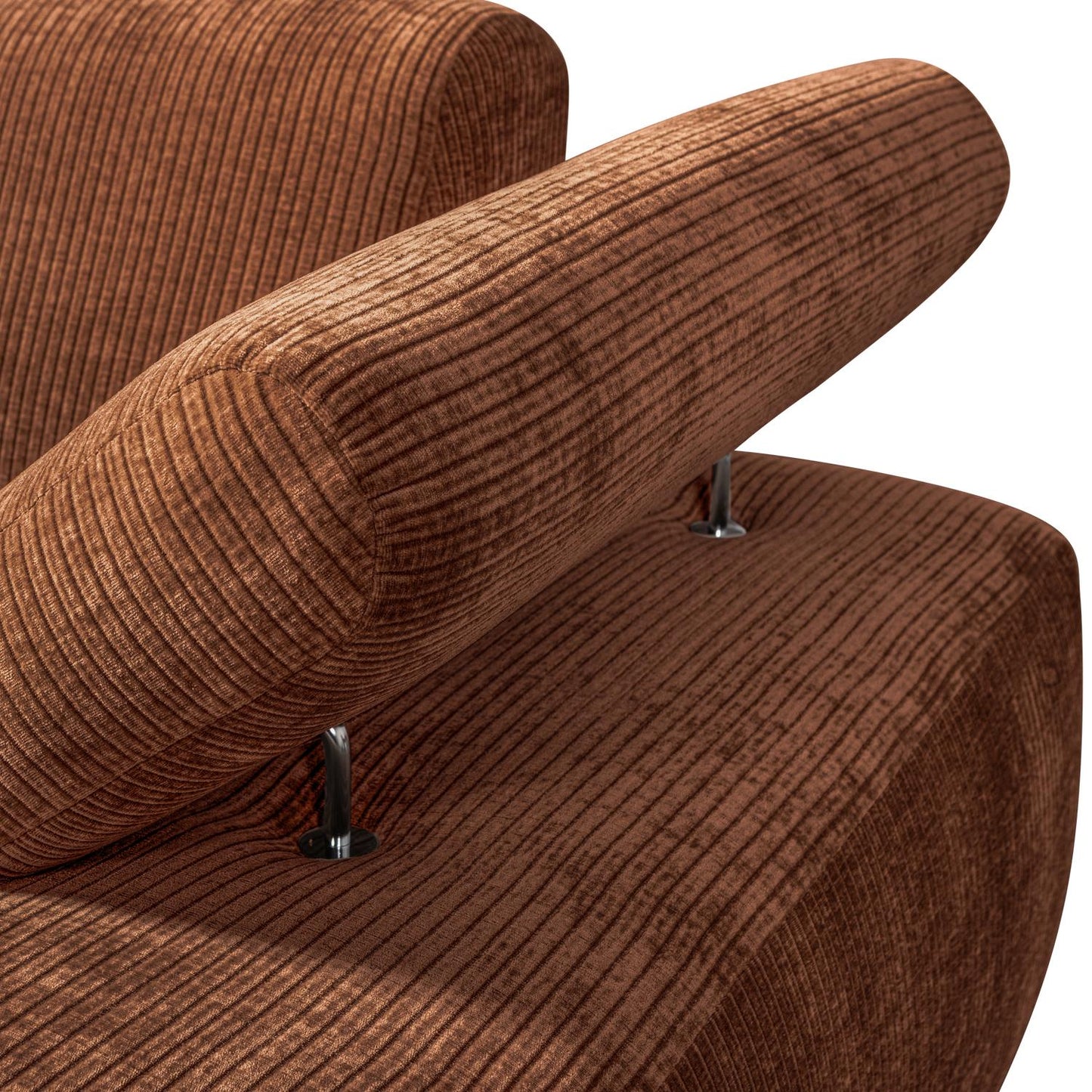 WOOOD Mojo chaise longue bank arm rechts ribstof Roestbruin