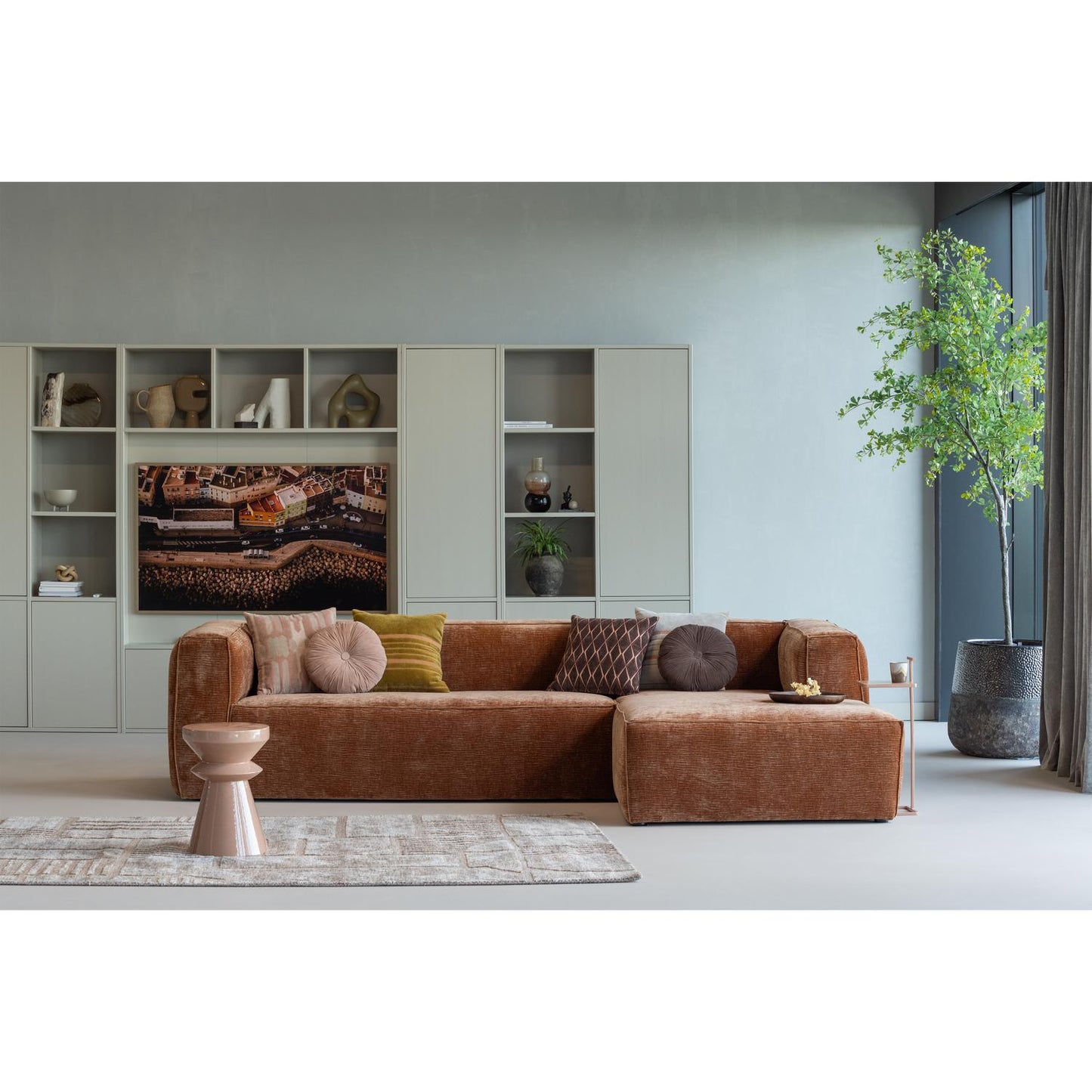 WOOOD Bean hoekbank rechts Chenille Velvet Terra