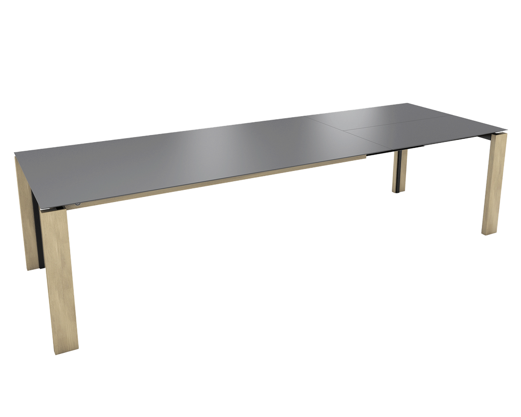 Mobitec Terra T0601 eettafel uitschuifbaar 180(280)x90 cm keramiek Nero poot eiken naturel