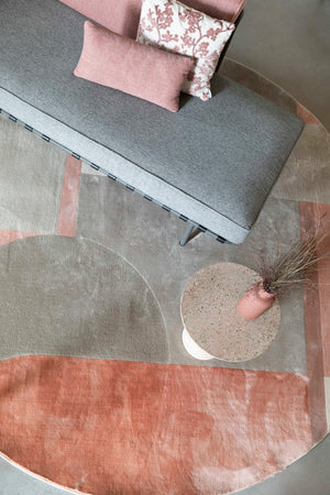 Zuiver Hilton vloerkleed Ø240 cm Grey/Pink