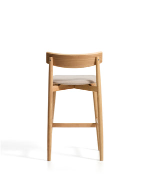 Kave Home Evera barkruk H67 chenille Grey/Beige met rugleuning