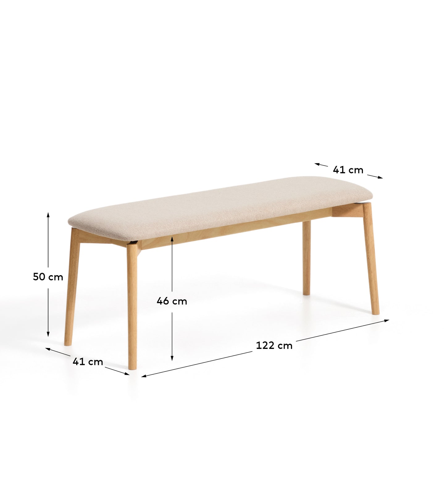 Kave Home Evera eetkamerbank chenille Grey/Beige