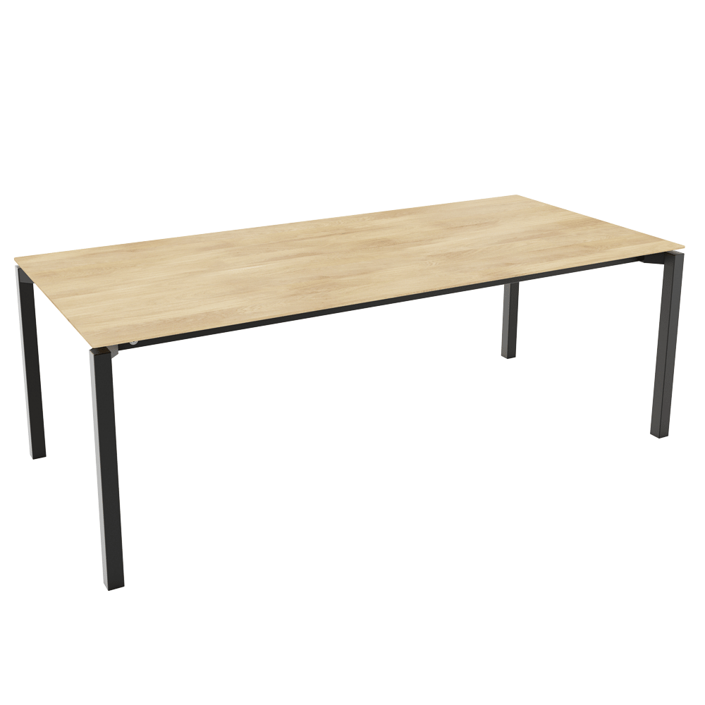 Mobitec Float T0100 eettafel rechthoek 200x100 cm mat gelakt eiken poot zwart