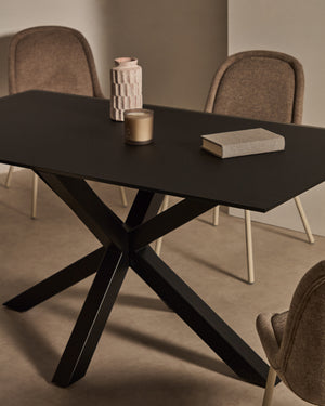 Kave Home Argo eettafel rechthoek 160x90 cm Black/Black
