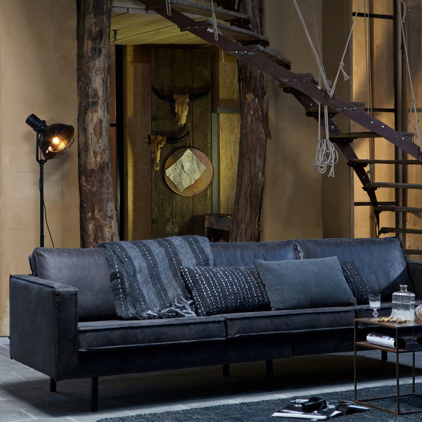 WOOOD Rodeo 3-zits bank eco-leer zwart