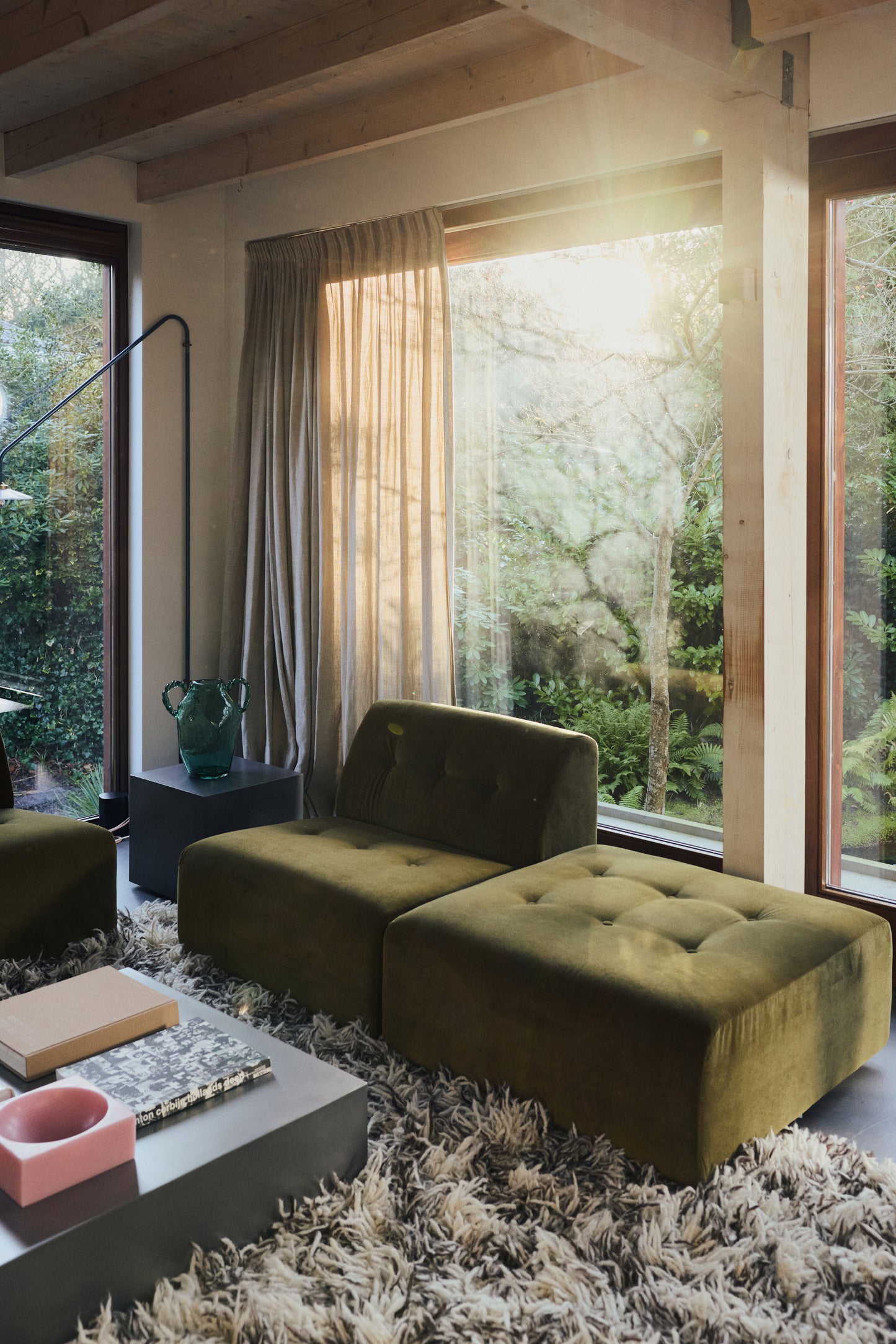 HKliving Vint hocker Royal Velvet Olive