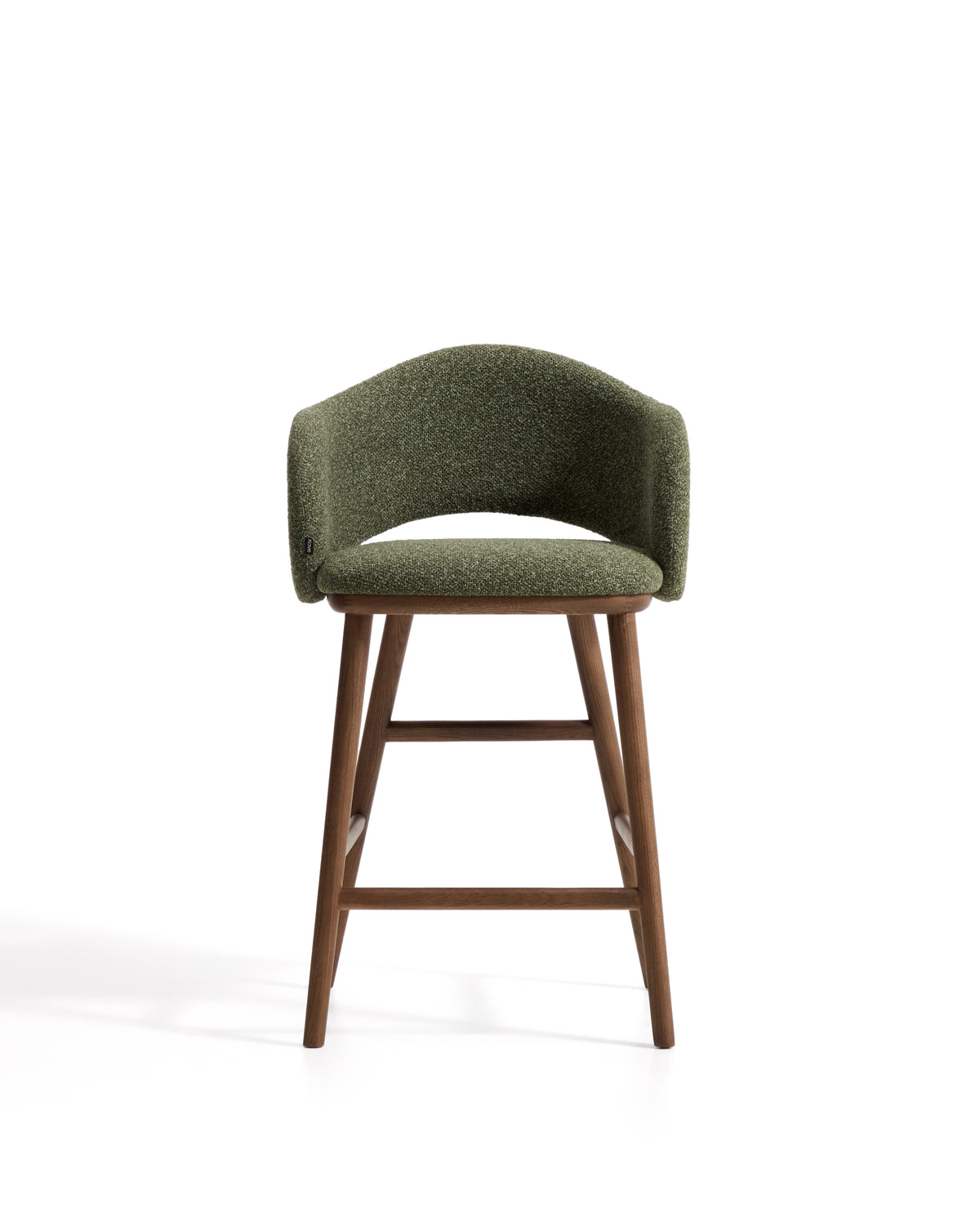 Kave Home Maina barkruk H65 dik chenille Groen walnoot