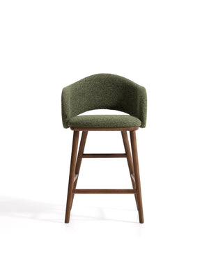 Kave Home Maina barkruk H65 dik chenille Groen walnoot