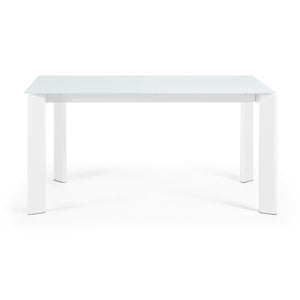 Kave Home Axis eettafel uitschuifbaar 160/220x90 cm Glas/Wit