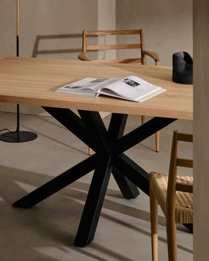 Kave Home Argo eettafel rechthoek 200x100 cm Natural/Black