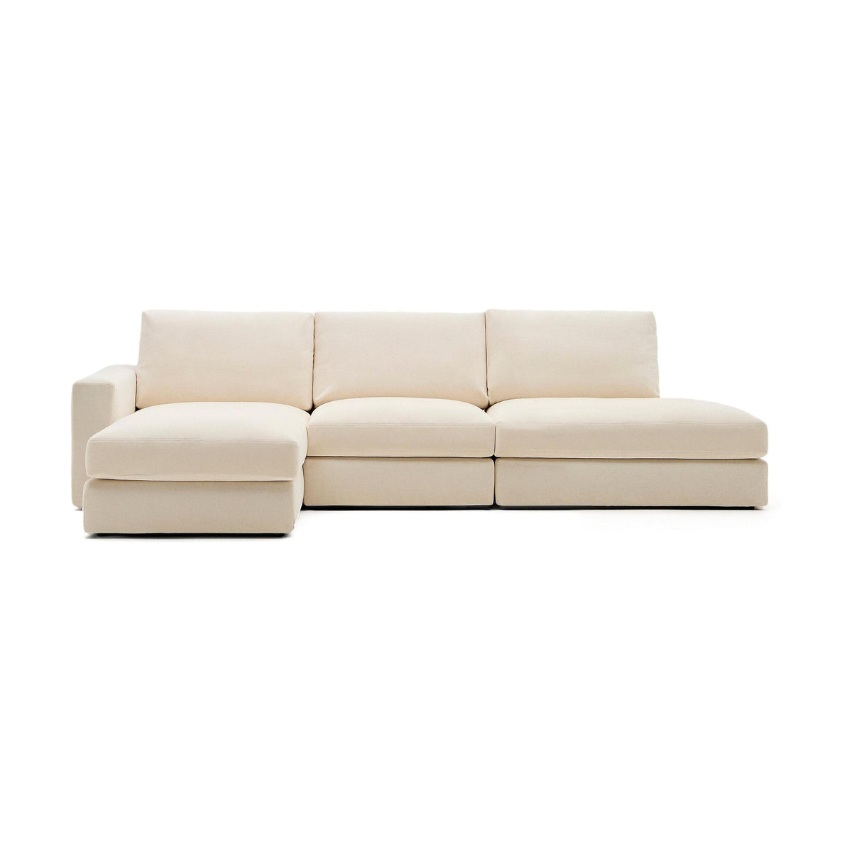 Kave Home Alea 5-zitsbank met chaise longue links Ecru
