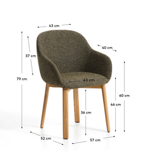 Kave Home Meila eetkamerstoel met arm chenille Green