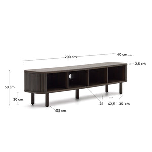 Kave Home Mailen tv-meubel met 2 deuren essen donkere afwerking 200 x 50 cm