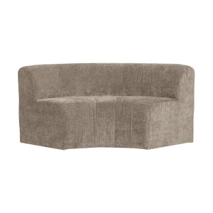 WOOOD Mojo Base eetbank halfronde hoek rugleuning rib Donkerzand