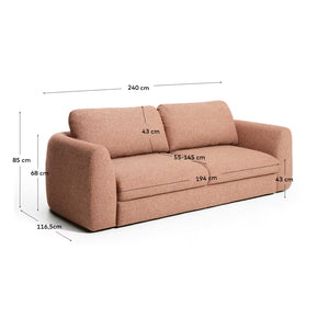 Kave Home Vera 4-zits slaapbank 240cm Terracotta