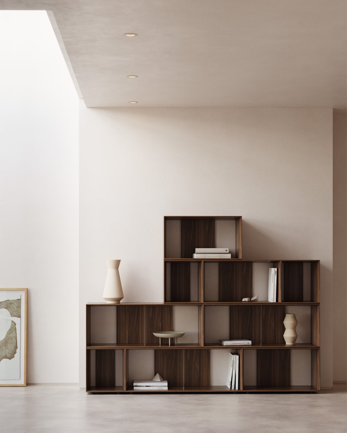 Kave Home Litto kast 9 modulaire planken walnoot