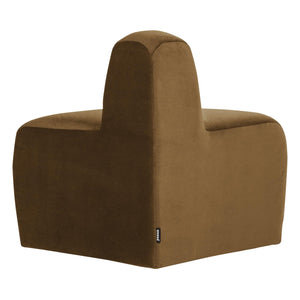 WOOOD Mojo Base eetbank hoek rond rugleuning velvet Honinggeel