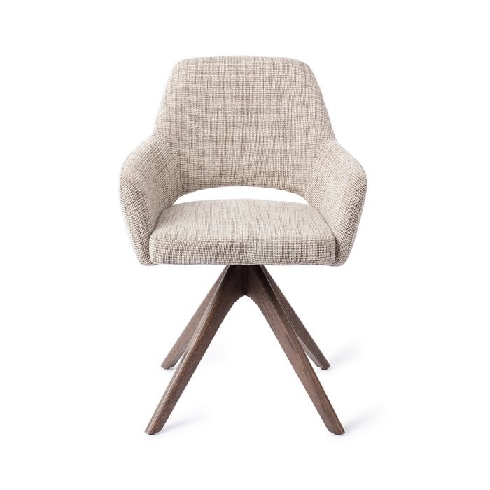 Jesper Home Yanai eetkamerstoel Caramel Grid revolve oak walnut