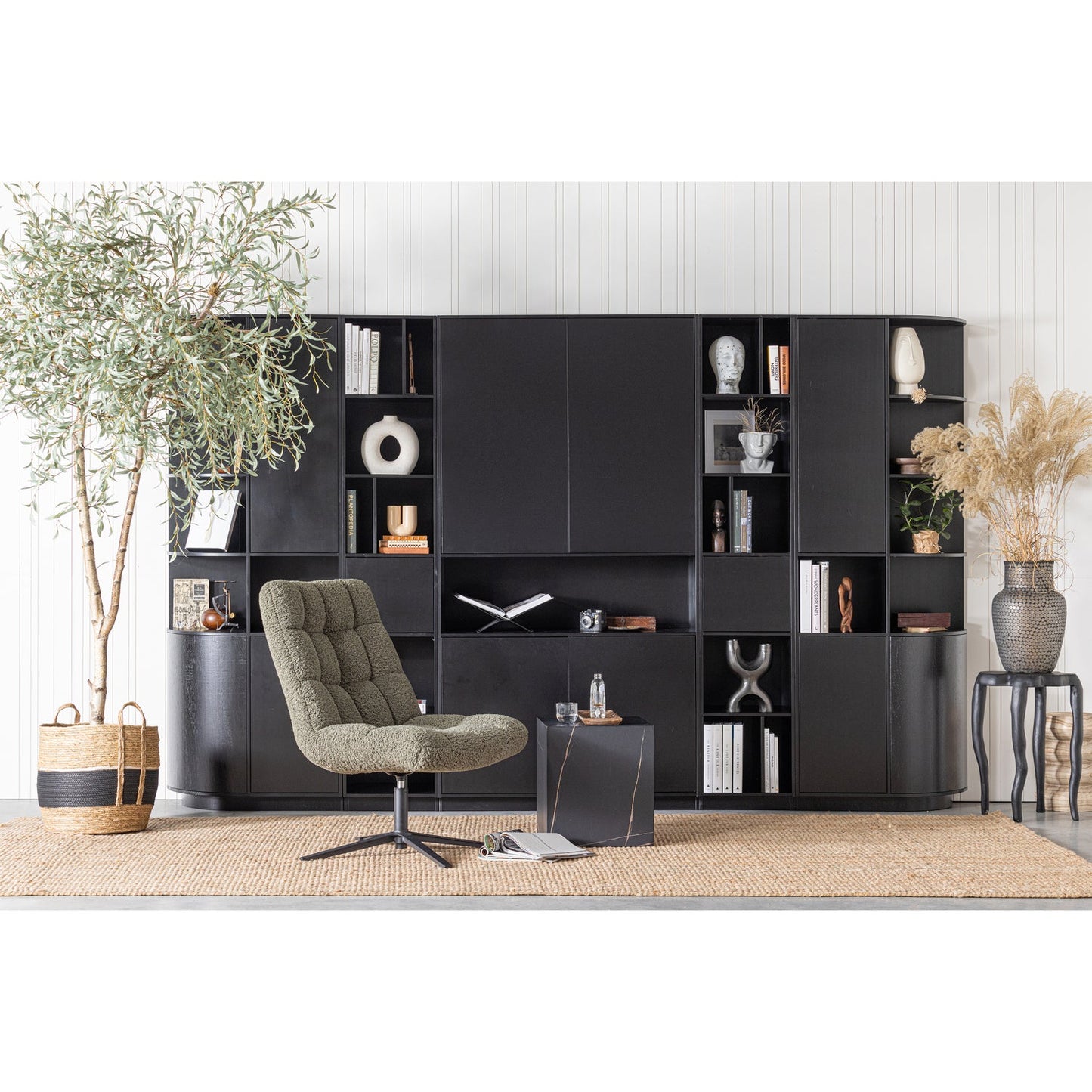 WOOOD Finca tv-meubel rond links Diepzwart