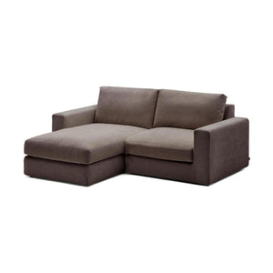Kave Home Alea 3-zitsbank met chaise longue links Donkerbruin