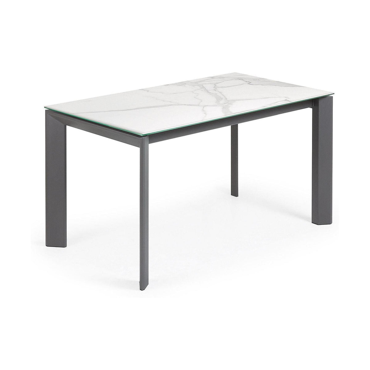 Kave Home Axis eettafel uitschuifbaar 140/180x90 cm Wit/Grijs