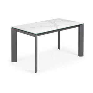 Kave Home Axis eettafel uitschuifbaar 140/180x90 cm Wit/Grijs