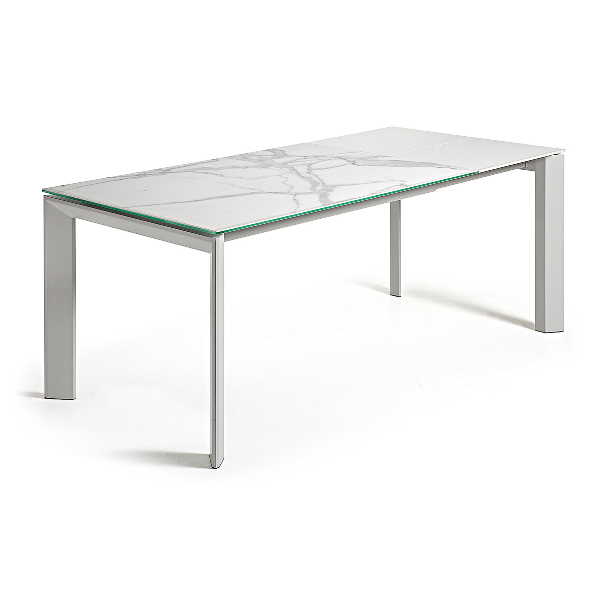 Kave Home Axis eettafel uitschuifbaar 160/220x90 cm Wit/Grijs