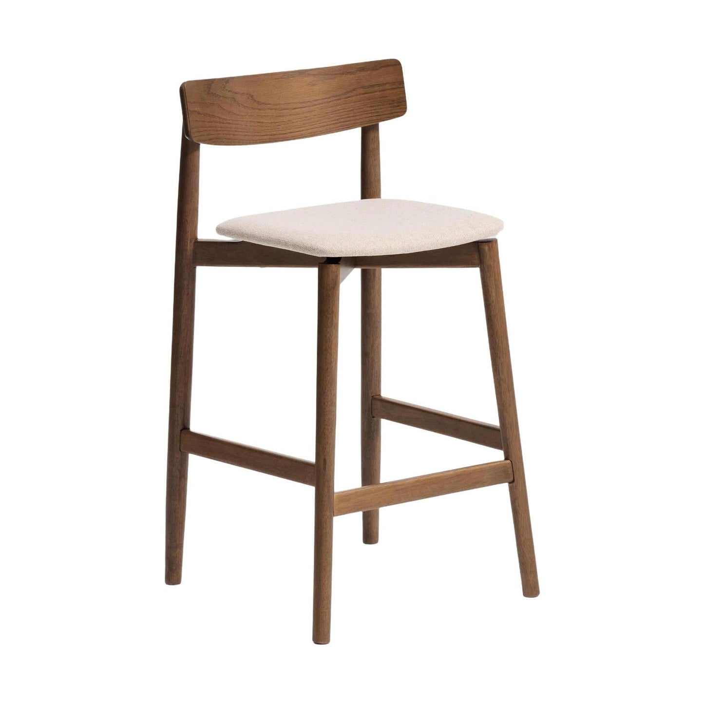 Kave Home Evera barkruk H67 chenille Grey/Brown met rugleuning