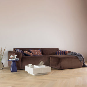 WOOOD Mojo Base chaise longue bank arm rechts velvet Bruin