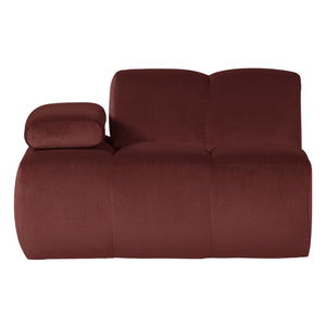WOOOD Mojo 1-zits bank arm links velvet Kastanjebruin