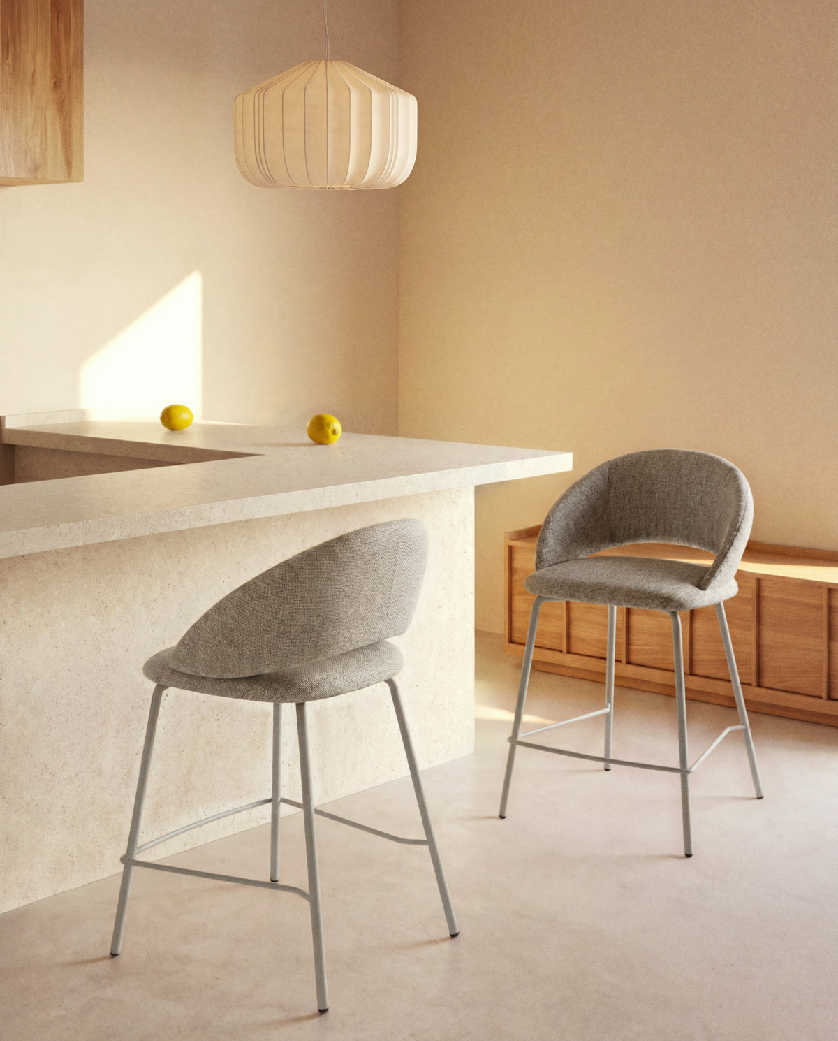 Kave Home Bonali barkruk H65 chenille Grey