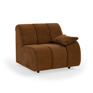 HKliving Wave bank right low arm Royal Velvet Caramel