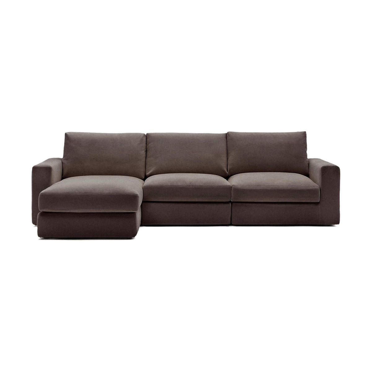 Kave Home Alea 4-zitsbank chaise longue links Donkerbruin