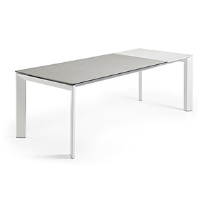 Kave Home Axis eettafel uitschuifbaar 140/200x90 cm Grijs/Wit