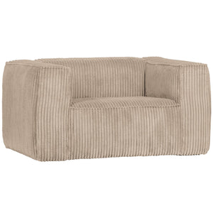 WOOOD Bean fauteuil Ribstof Travertin
