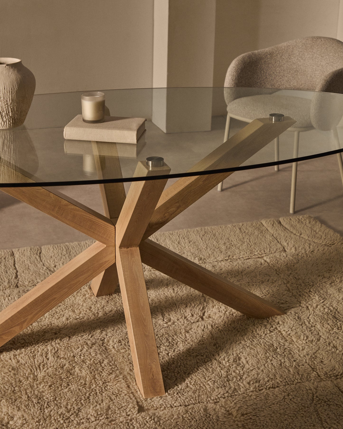 Kave Home Argo eettafel ovaal 200x100 cm Clear/Natural