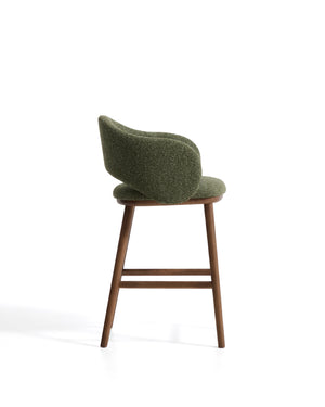 Kave Home Maina barkruk H65 dik chenille Groen walnoot