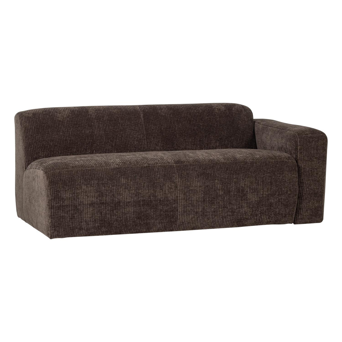 WOOOD Mojo Base 2-zits bank arm rechts rib Bruin