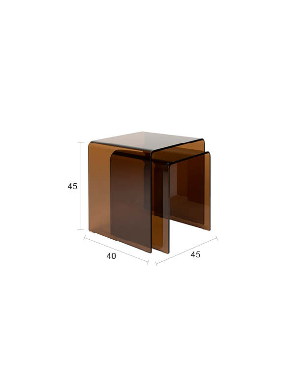 Dutchbone Vetro bijzettafel set van 2 Bruin